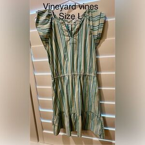 Vineyard Vines Green and Blue Striped Dress